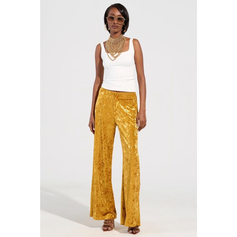 AKIRA “Dripping In Gold” Crushed Velvet Pant Suit Set NWT! - Picture 10 of 10
